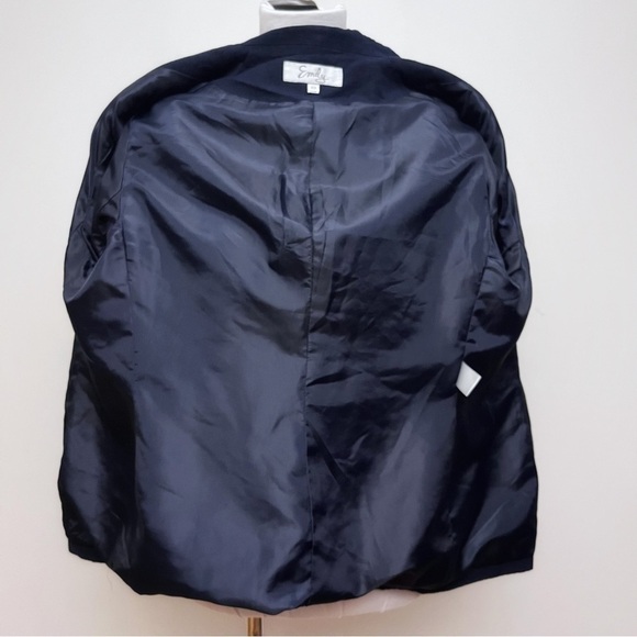 Vintage Emily… Navy Blue Linen Blend Single Button Lapel Blazer Jacket Size 14W - Picture 9 of 9